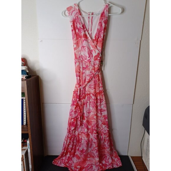 Calvin Klein Dresses & Skirts - CALVIN KLEIN Womens White Lined Tie Belt Floral Sleeveless Dress Size 8 $149